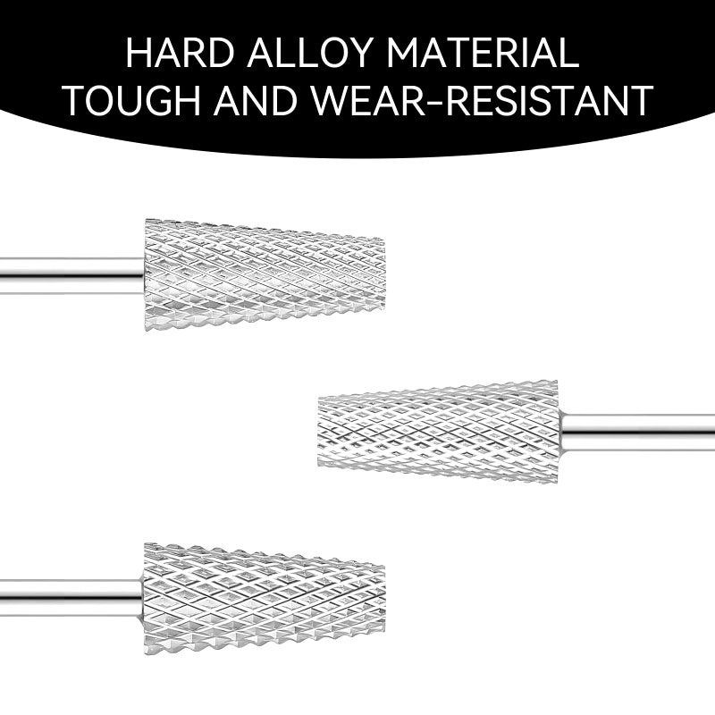 Suny Smiling 3 Pieces Brocas Para Drill Nails,3 Sizes Tapered Barrel Carbide Nail Drill Bit,Acrylic Nail File Drill Bits for Manicure Pedicure,Polishing, Removing Gel Cuticle Dead Skin(XF, F, M,Silver) - Image 3